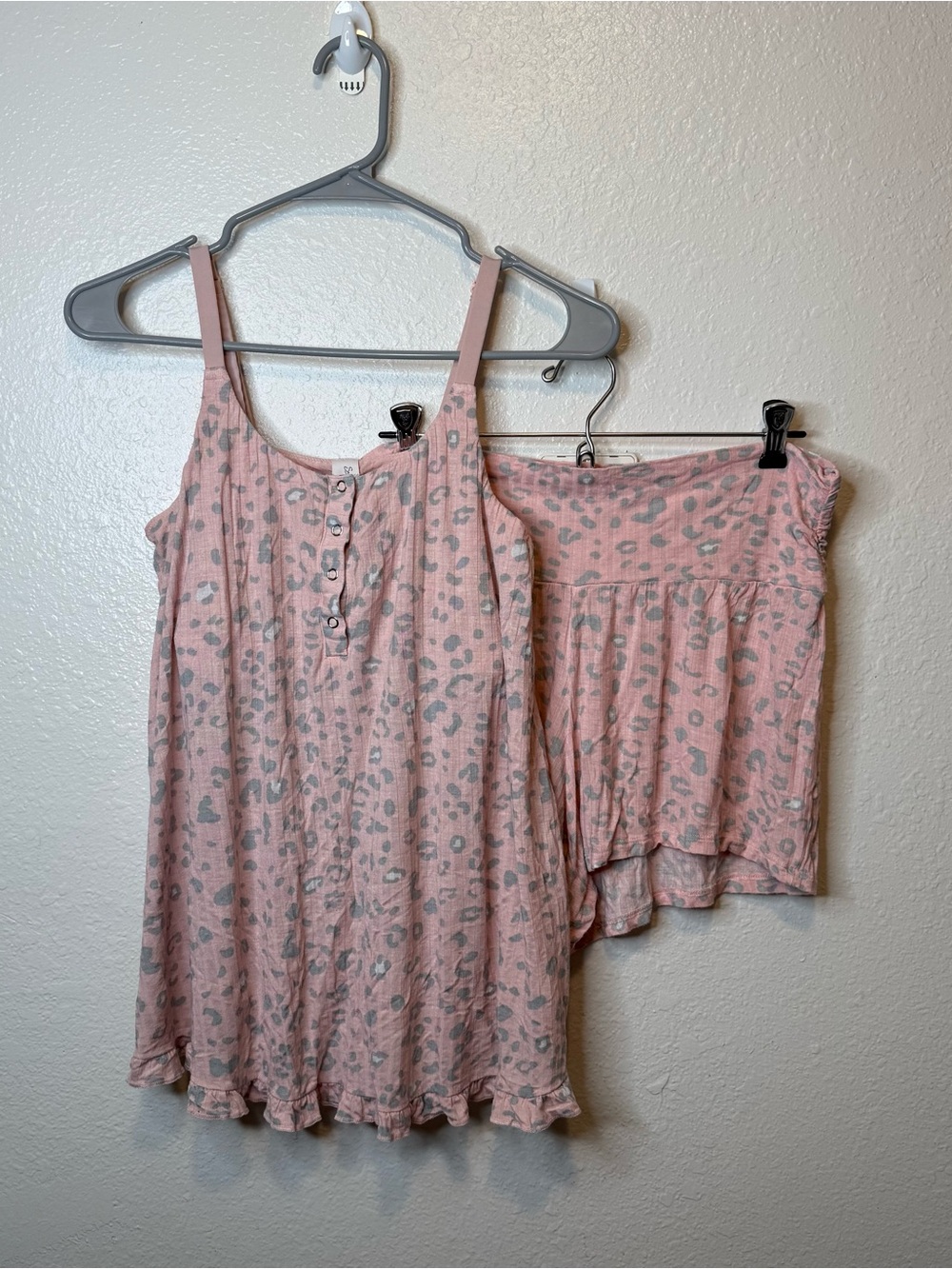 Secret Treasures Maternity Tank & Shorts Henley Sleep Set Pink Leopard Size L/XL